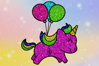Coloring Book Glittered Unicorns